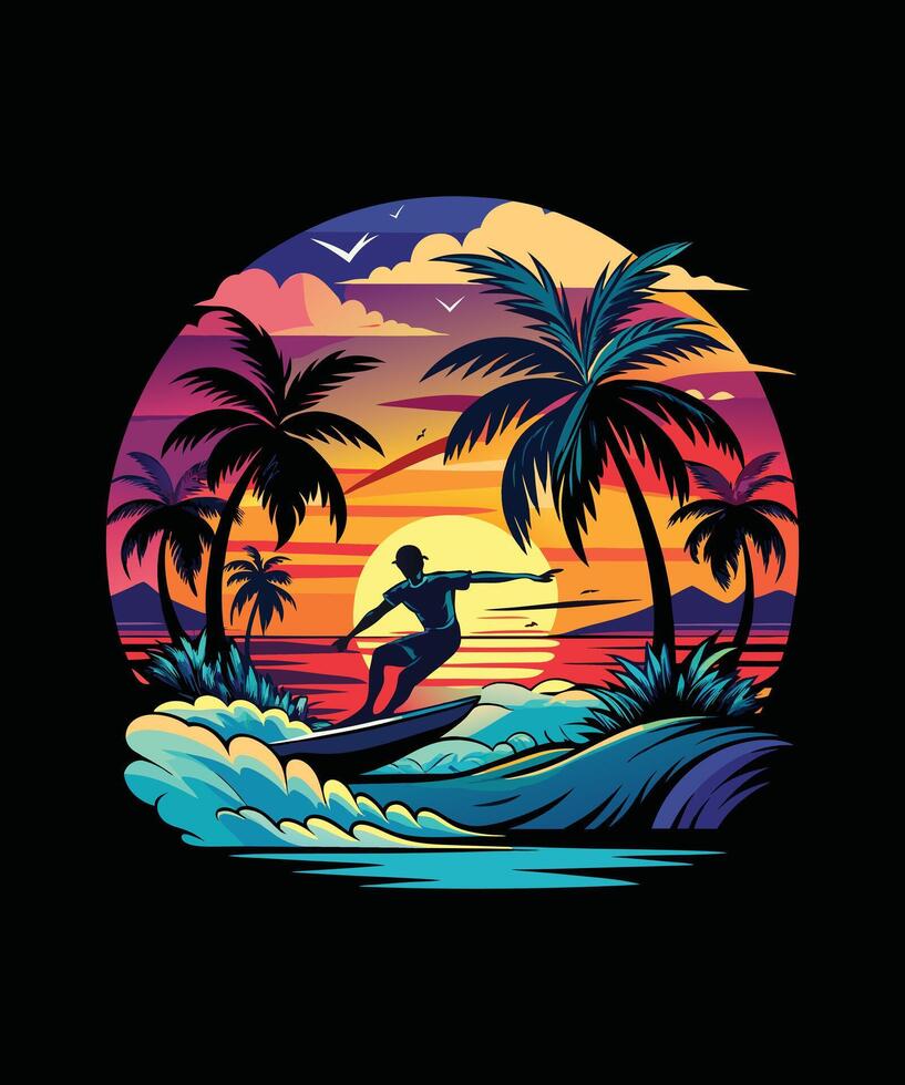 Colorful Summer T-shirt Design file vector