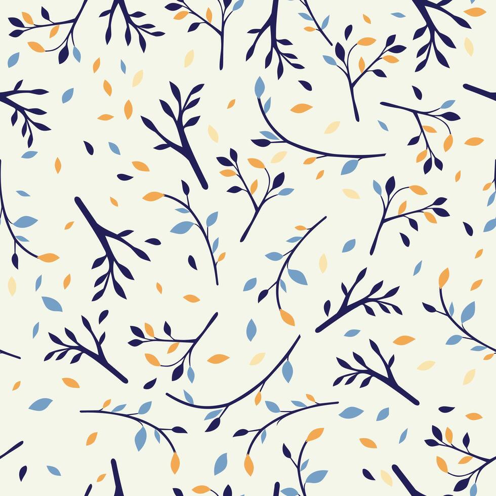 seamless floral pattern with small branches and leaves on light background vector