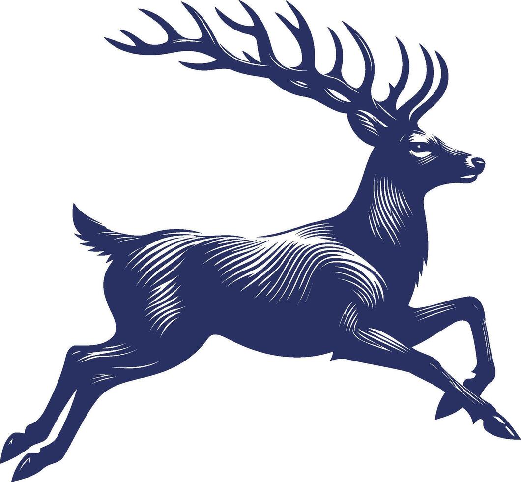 Deer Engraving illustration Design, isolated on white background vector
