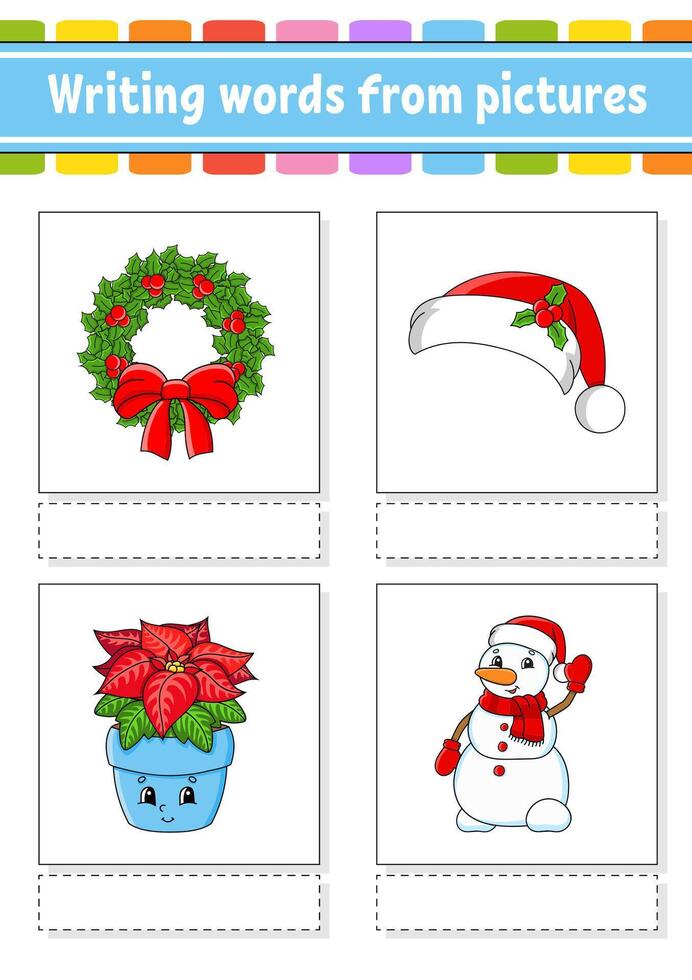 Writing words from pictures. vector