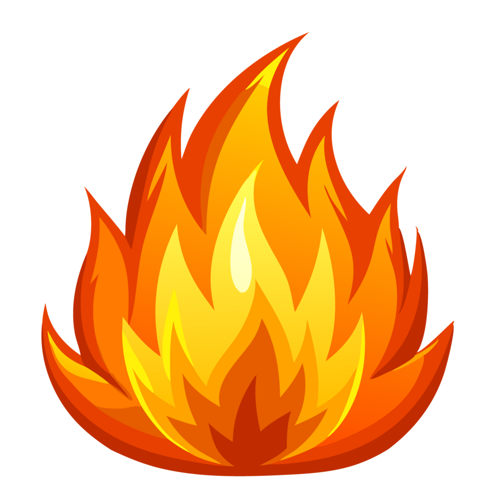 fire flame flat cartoon style png