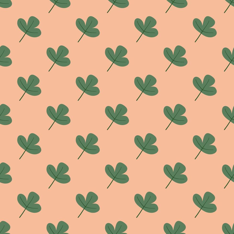 Background of the sheet. Seamless pattern with leaves in a minimalist doodle style vector