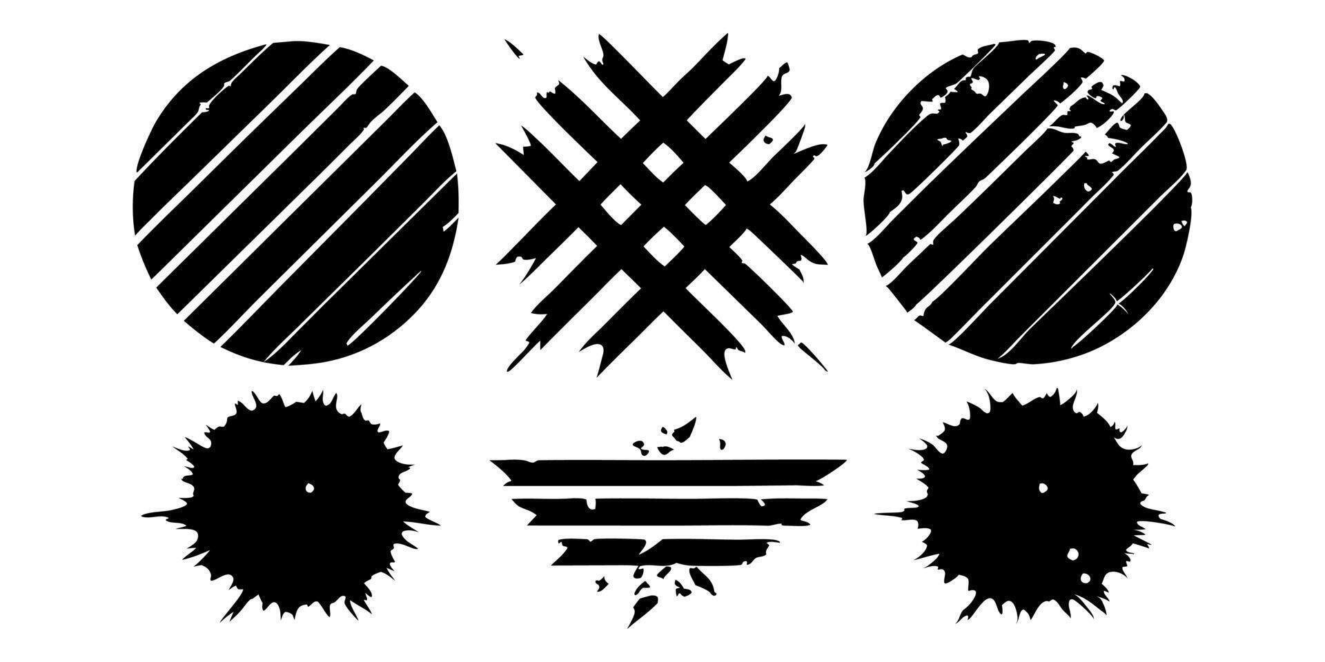 Black grunge texture . Scratch marks. Ripped paper. Grunge frame collection for sticker, collage, banner. Black illustration isolated on white background vector