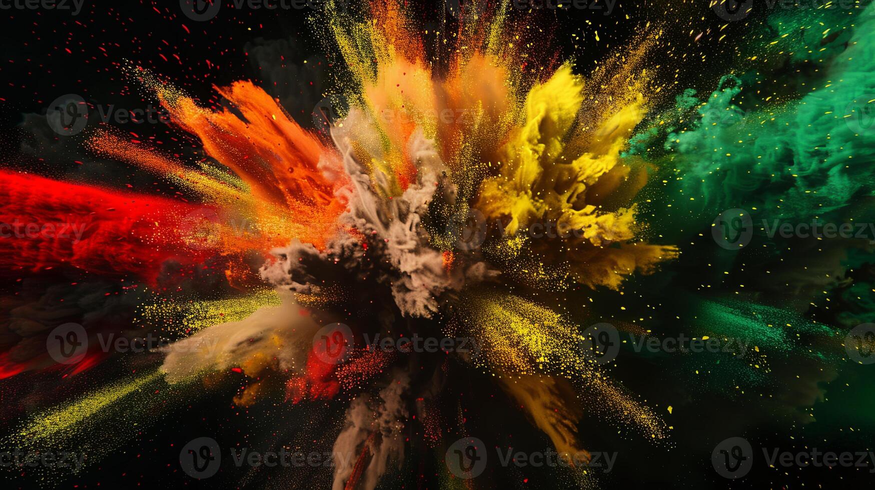 Abstract explosion of colorful powder, perfect for design backgrounds. photo