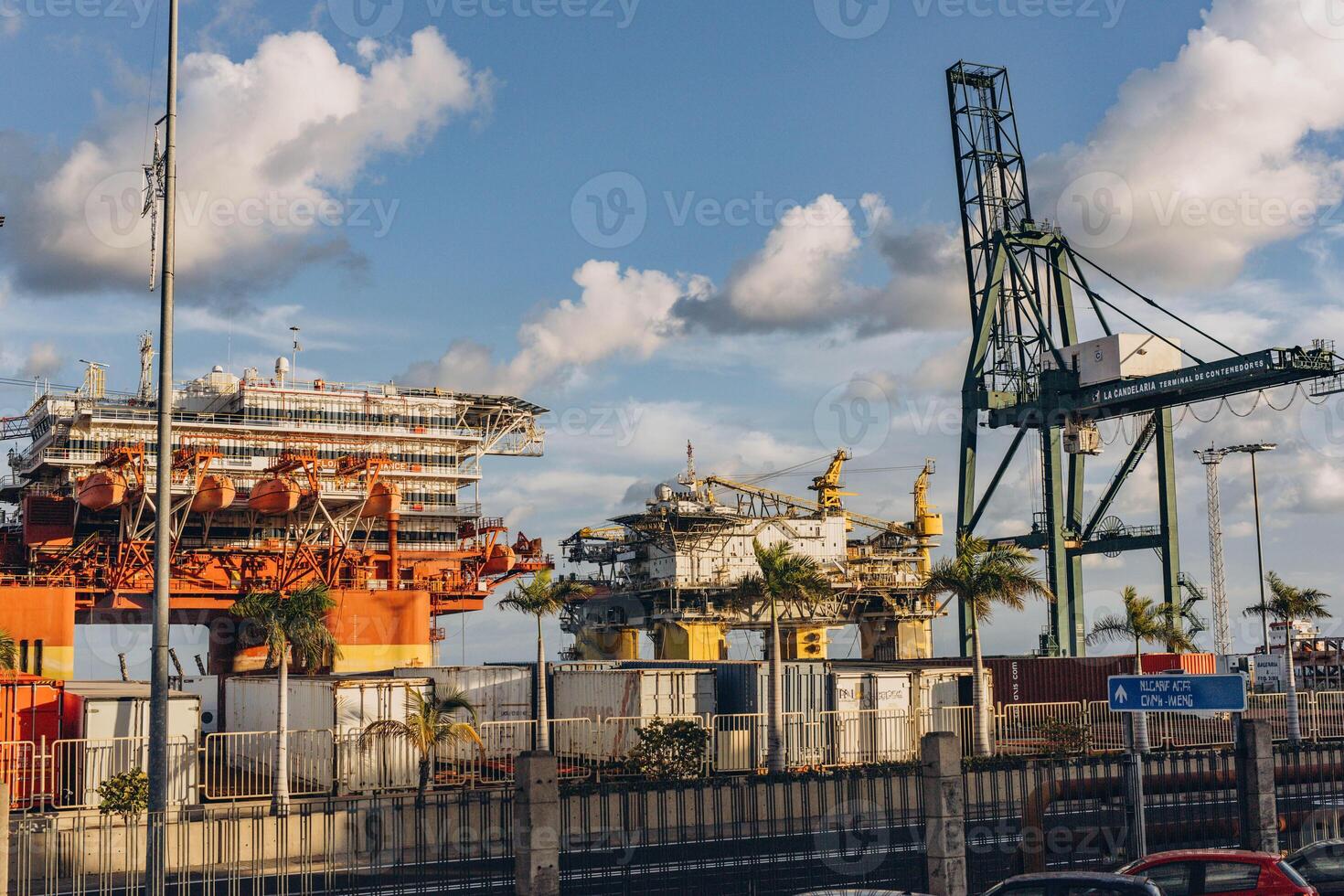 Oil rig,platform docked in the harbor of Santa Cruz de Tenerife photo