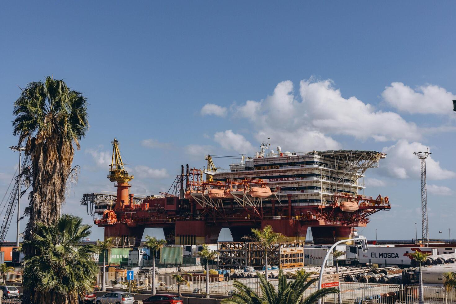 Canary Islands,Tenerife-December 19.2023.Oil rig,platform docked in the harbor of Santa Cruz de Tenerife photo