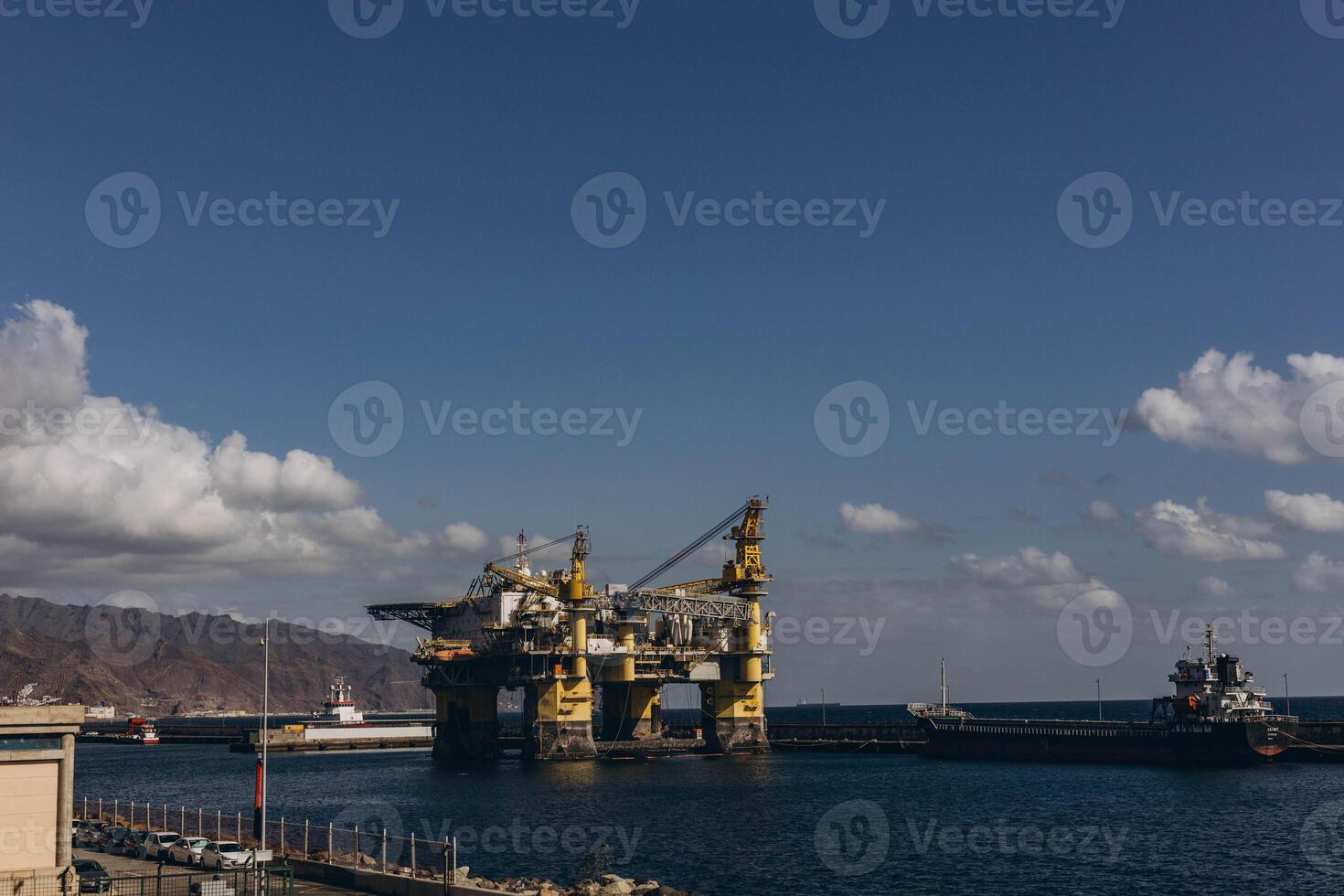 Drilling rigin the harbor of Santa Cruz de Tenerife photo