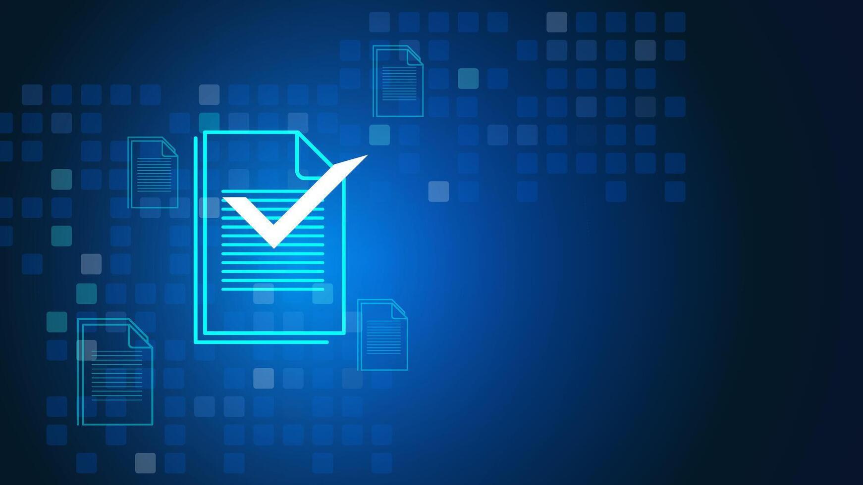Check digital documents or clipboard with checklist on blue background. business vector