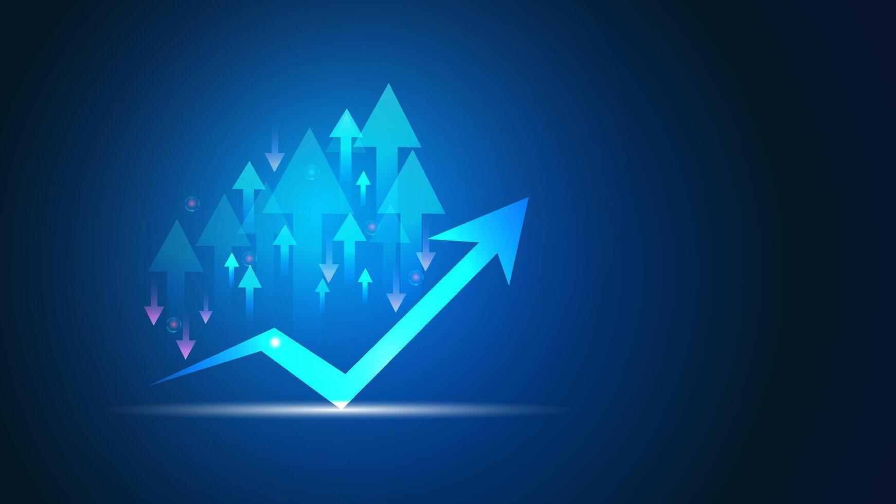 Business growing up. Rise arrow chart profits on investment, finance and trade. background blur vector