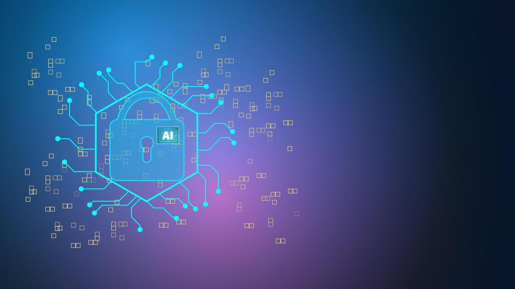 Cyber security ai background. Machine learning secure. Blue background ...