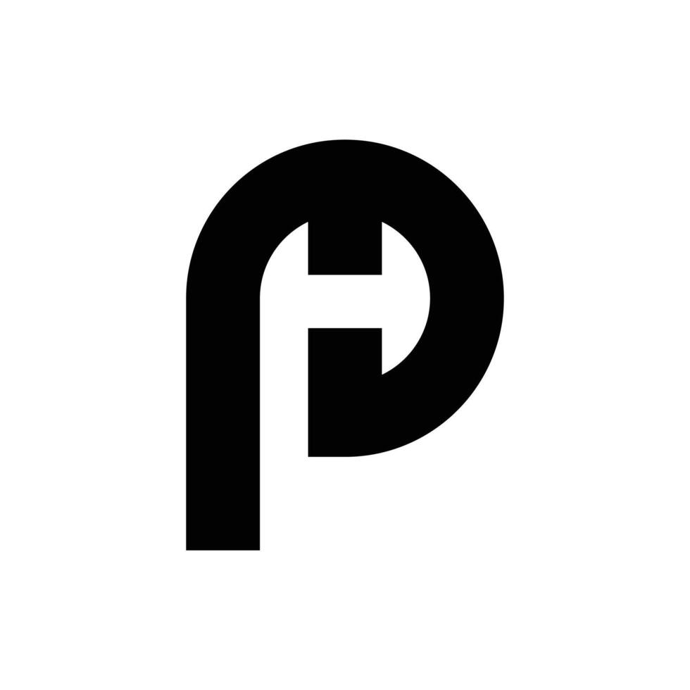 Letter Ph or Hp modern initial modern negative space logo vector