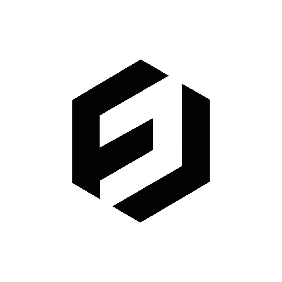 Letter Fj modern polygon shape new unique logo vector