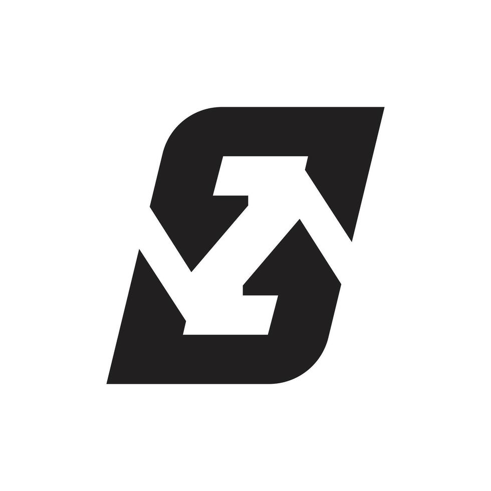 Letter Zs or Sz modern negative space abstract logo idea vector