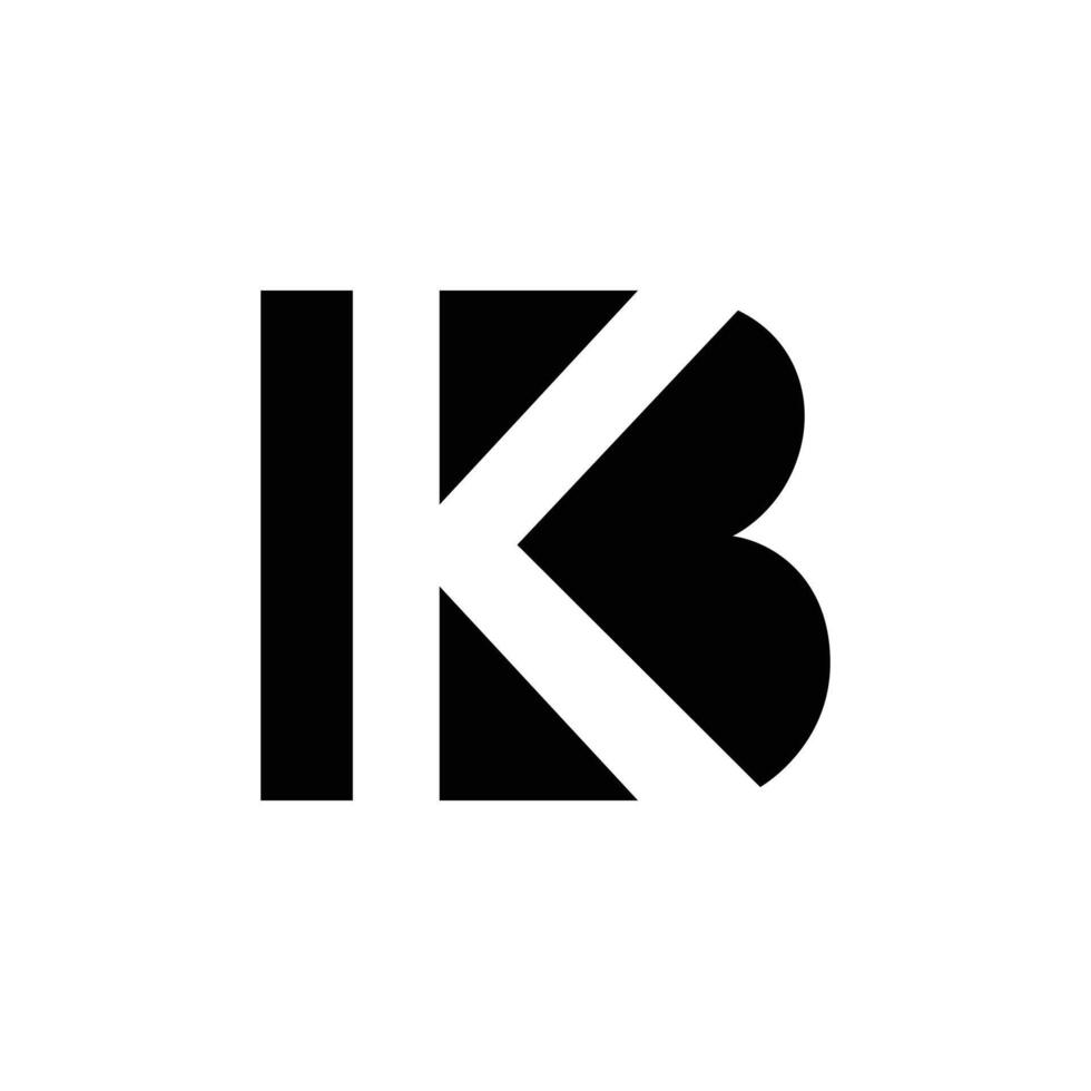 Letter Kb or Bk modern negative space logo idea vector