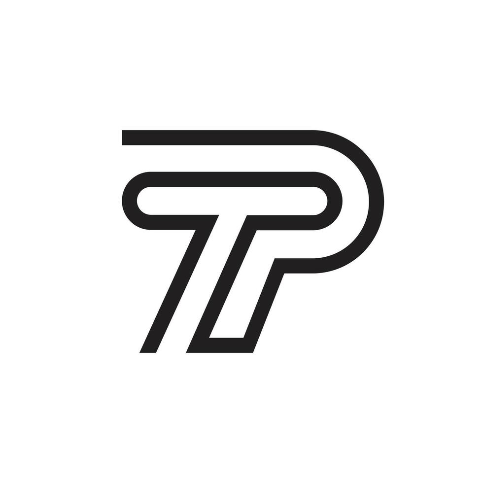 Letter Tp or Pt line art creative initial modern logo vector