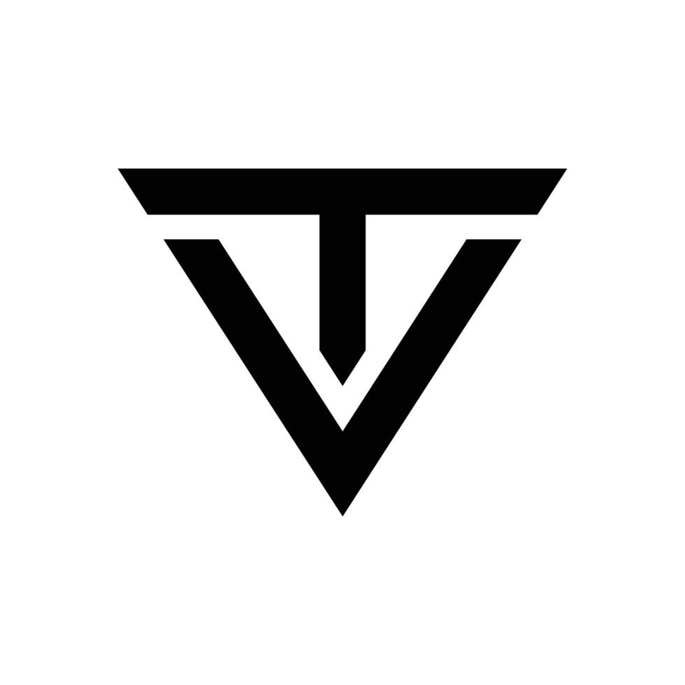 Letter Tv with triangle shape modern unique logo design vector