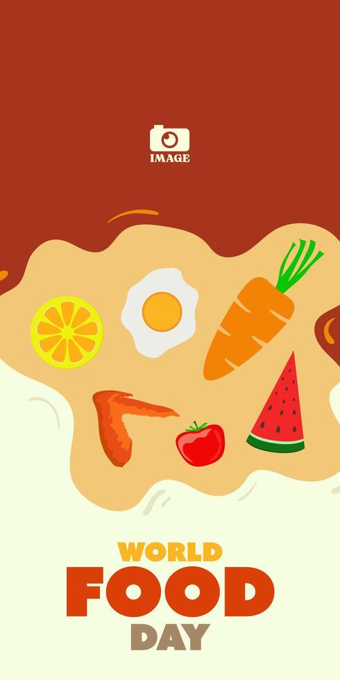 mundo comida día. bandera ilustración saludo cada dieciséis octubre para sano comida y detener debilitante alimento. vector