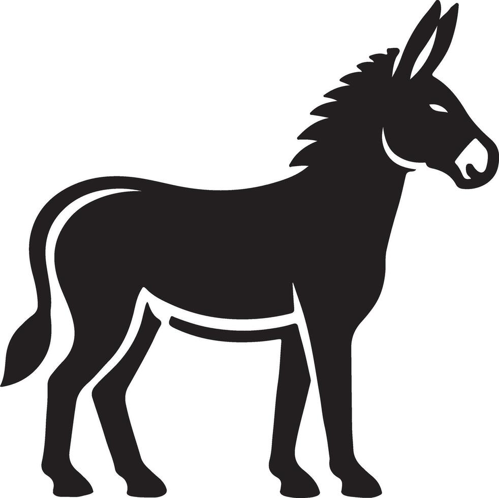 Flat design donkey silhouette isolated on white background vector