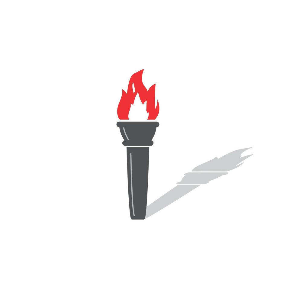 illustration of torch flame, flat design with shadow. vector