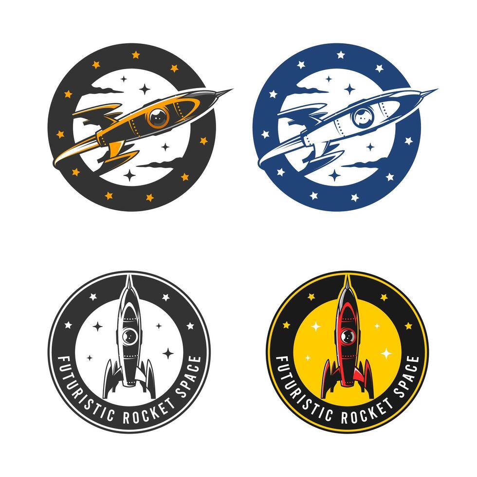 The emblem logo features a futuristic rocket in a dynamic space theme vector