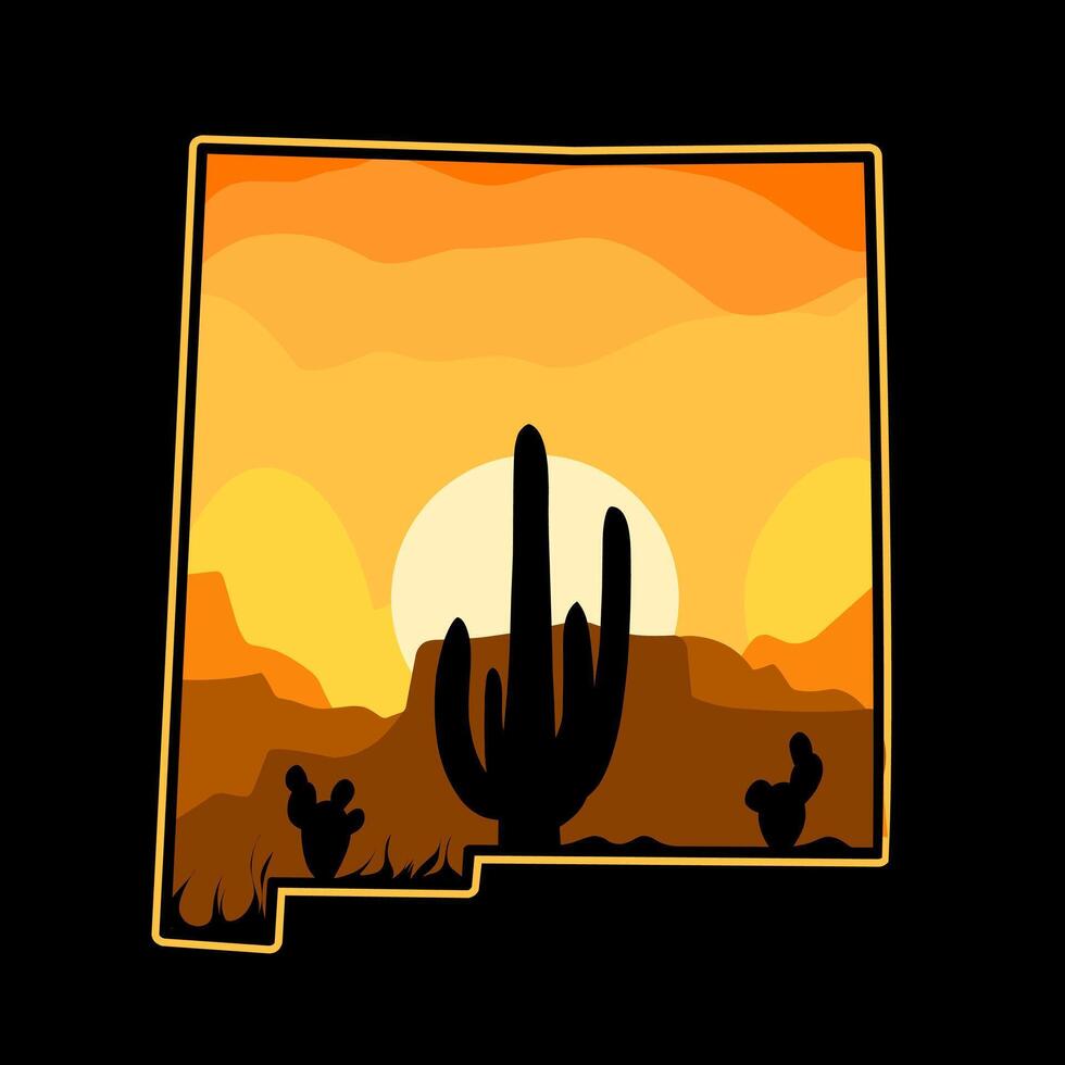 New Mexico Sunset Scenery is perfect for print, apparel, etc vector