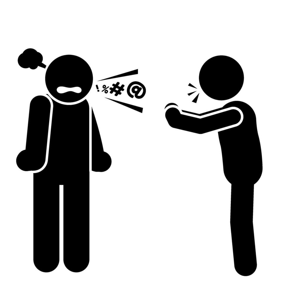 stick figure illustrations and pictograms angry and arguing vector
