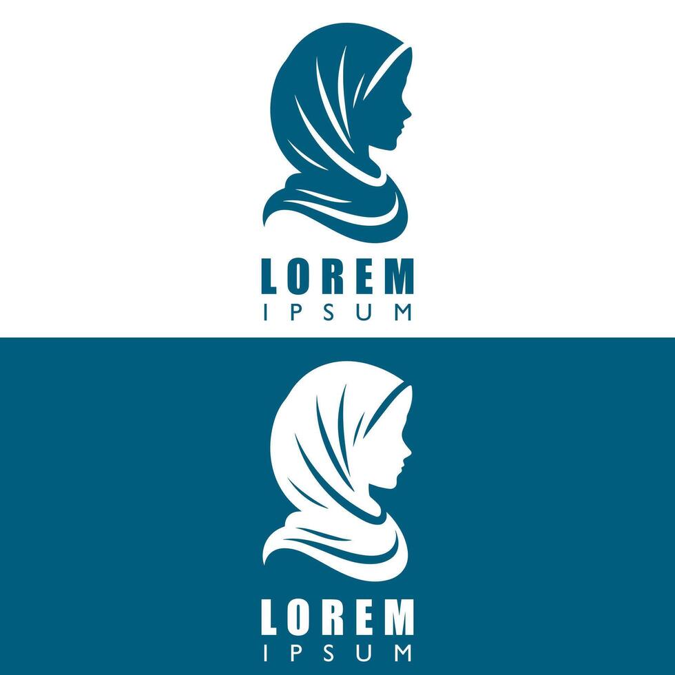 Muslim fashion logo style silhouette luxury hijab vector