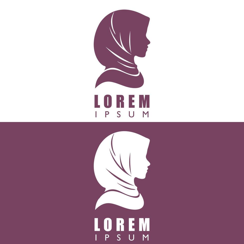 Woman's head wearing a hijab with a silhouette model vector