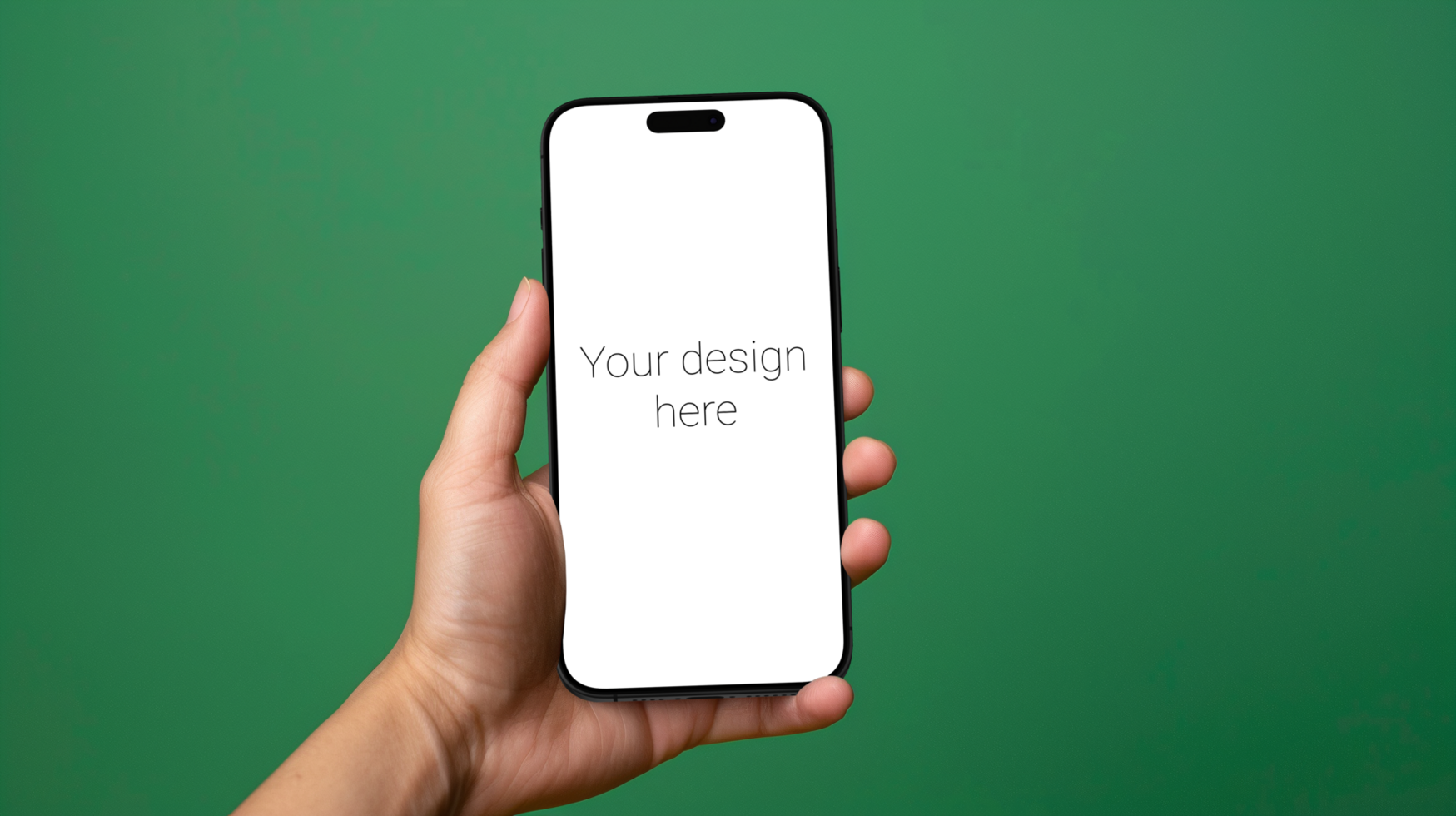Modern Black Smartphone Held in Hand with Green Background psd