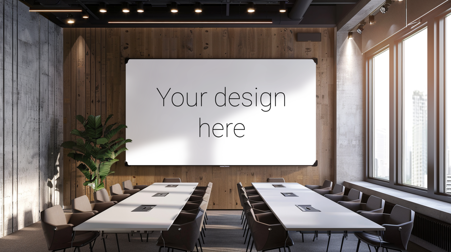 Conference Room with Large Projection Surface Mockup psd