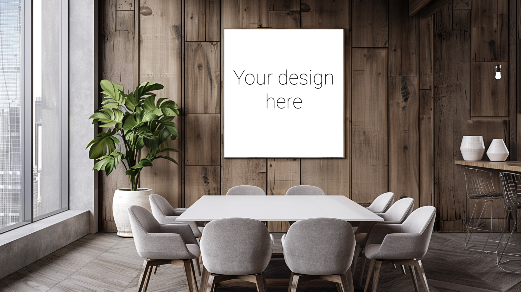 Wall Frame Mockup in Modern Meeting Room psd