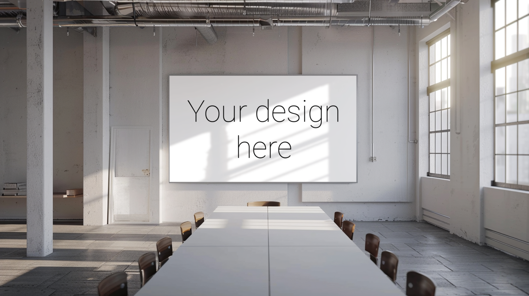 Projection Screen Display in Corporate Conference Room psd