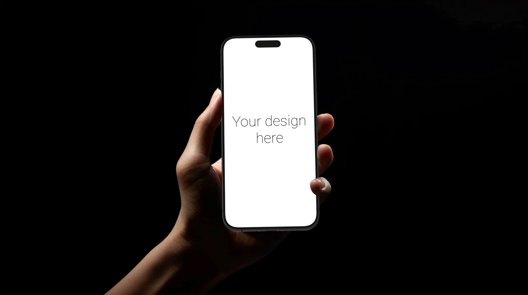 Black Mobile Phone Held in Hand with Black Background psd