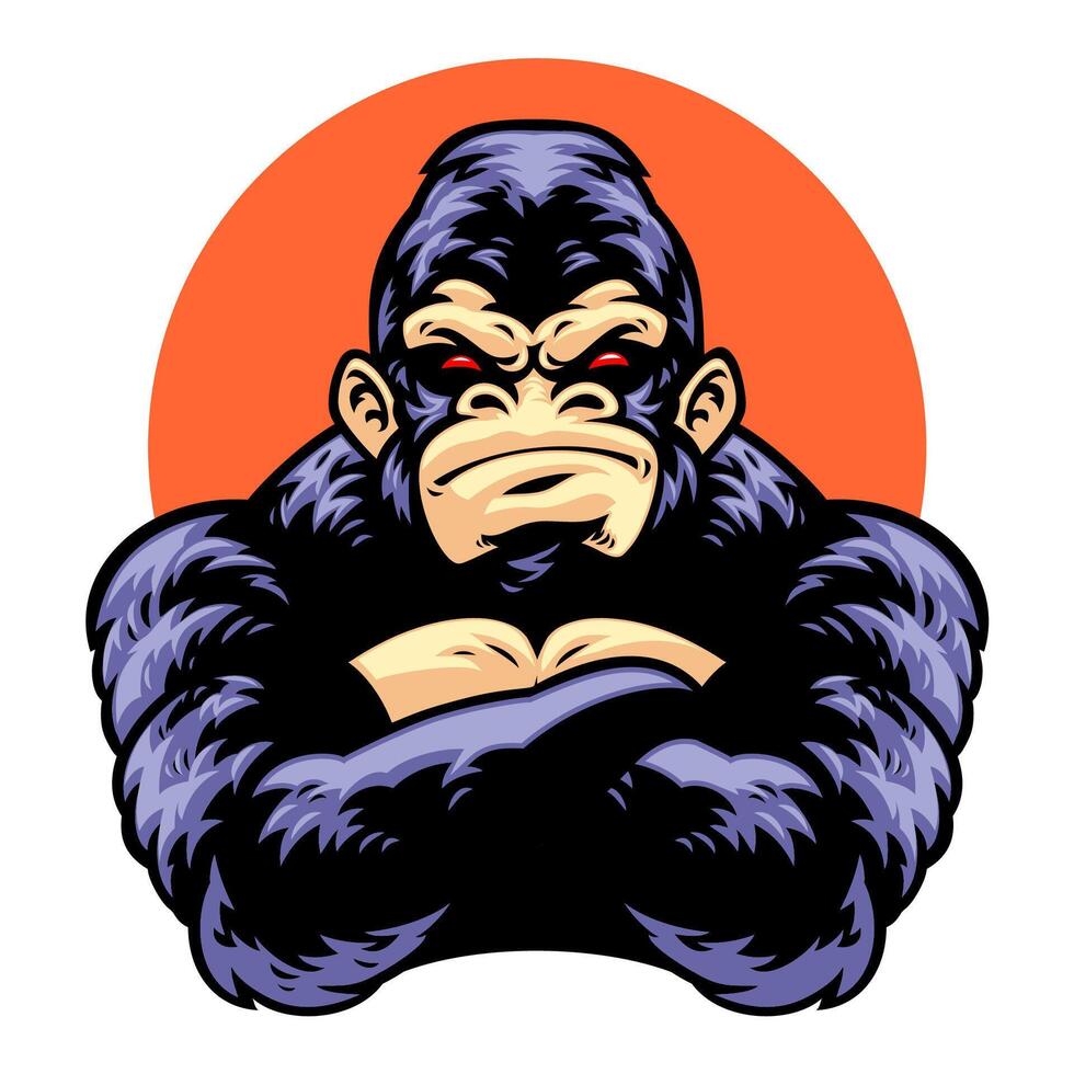 Big Muscle Gorilla Mascot Logo vector