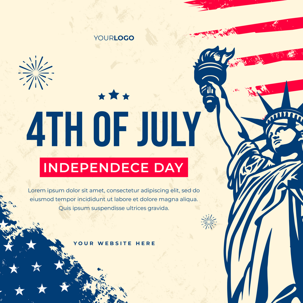 American independence day 4th of july social media post template with retro style psd