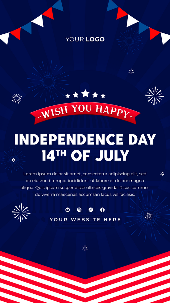 4th july independence day in flat design for social media story post psd