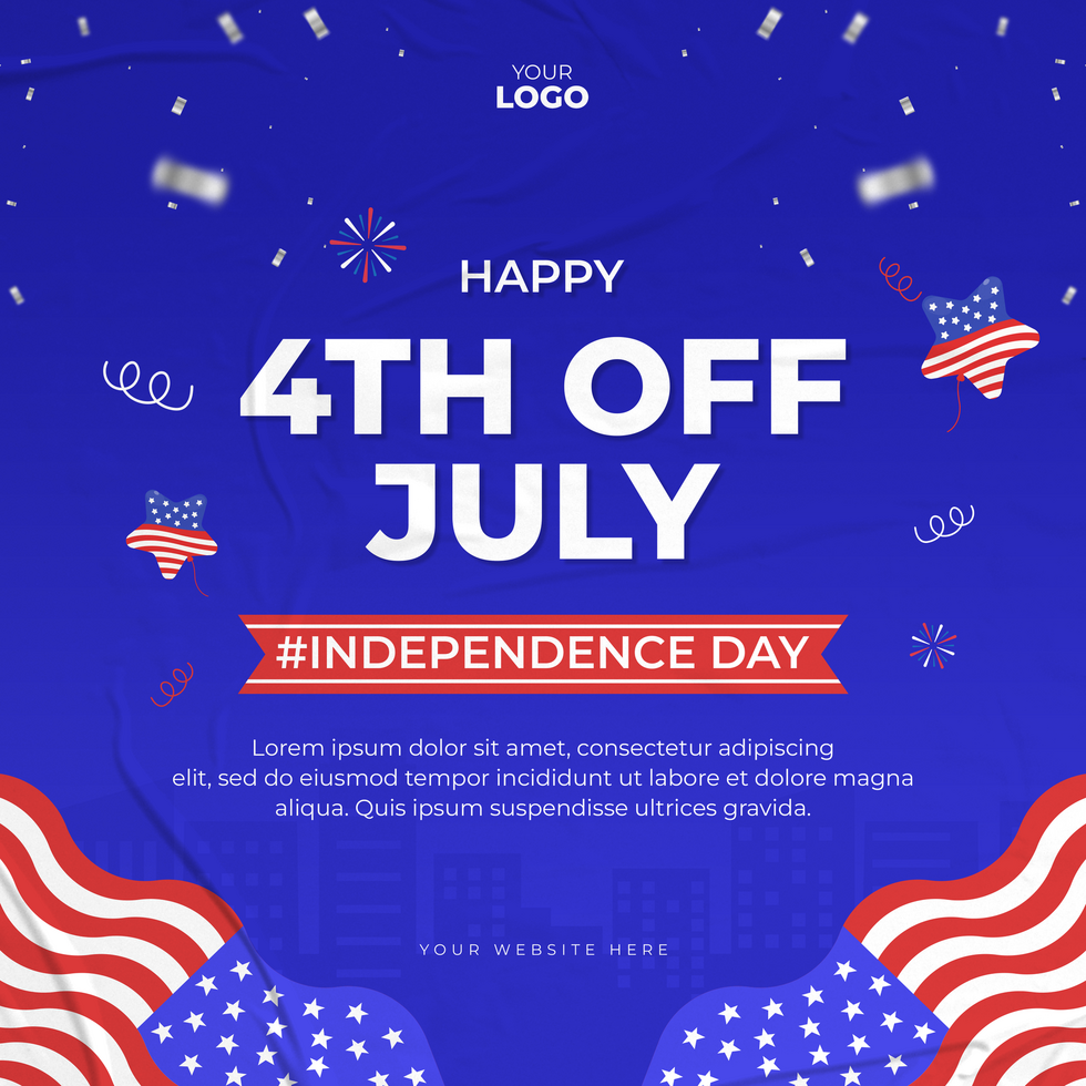 flat design 4th of july american independence day social media post template psd