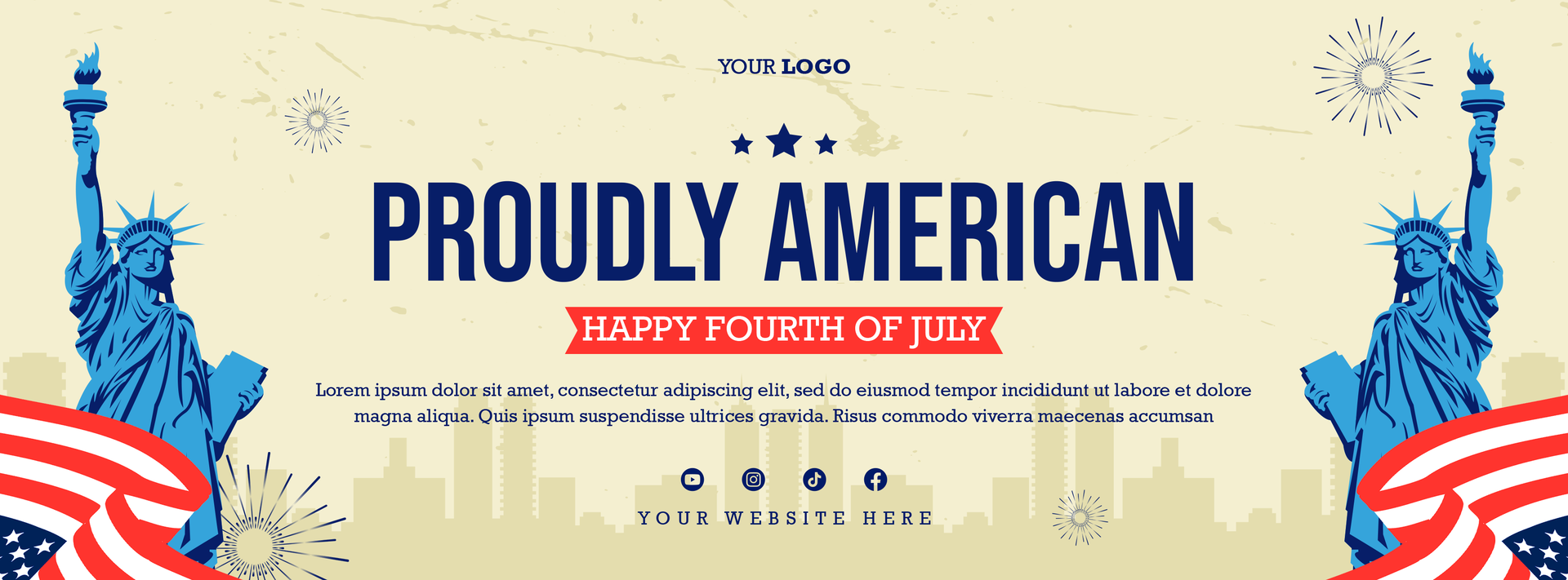 American independence day 4th of july social media cover template psd