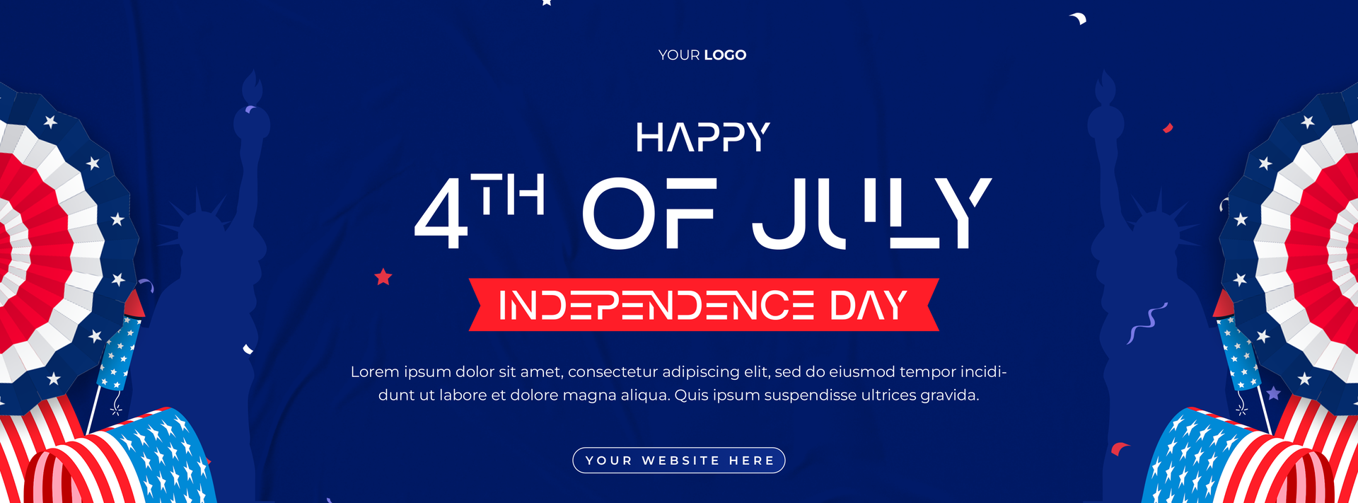 Flat horizontal social media cover template for american 4th of july celebration psd