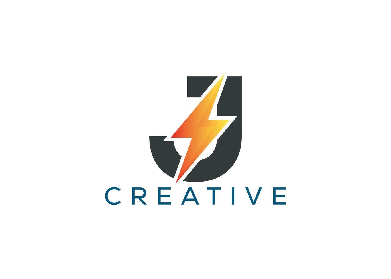 Minimal and professional Letter J thunder logo design template vector