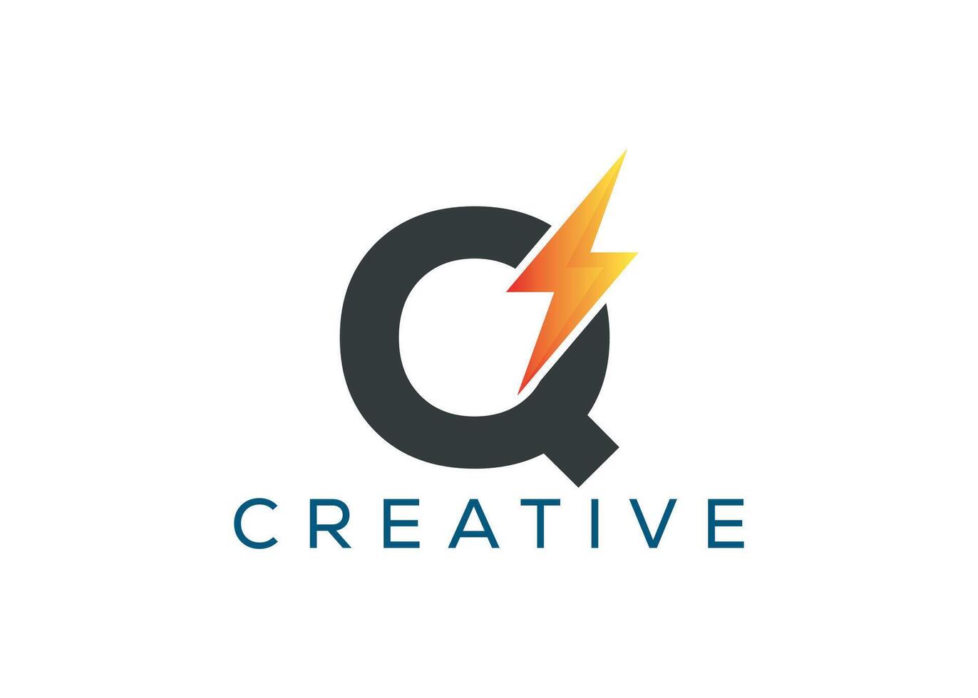 Minimal and professional Letter Q thunder logo design template vector