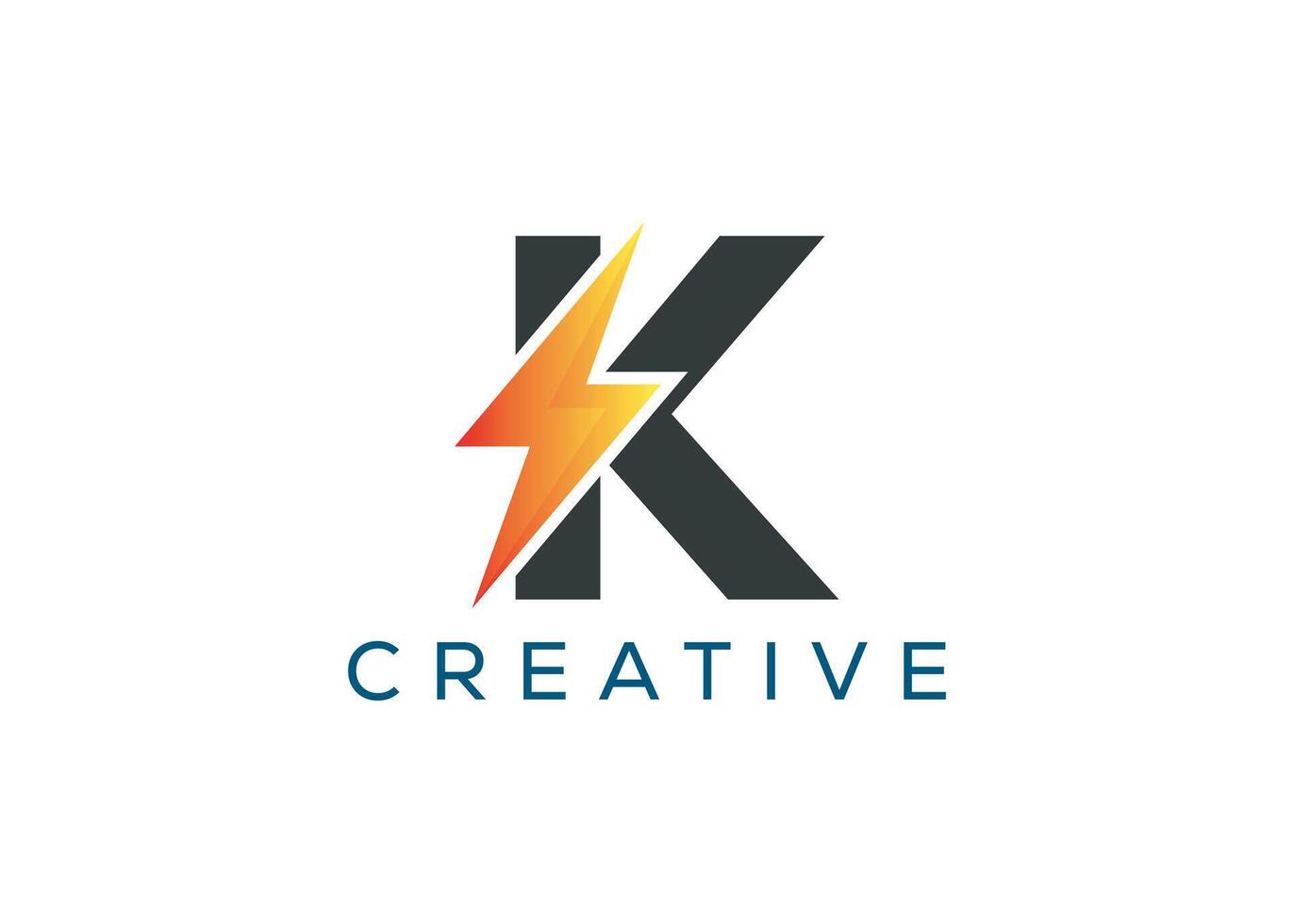 Minimal and professional Letter K thunder logo design template vector