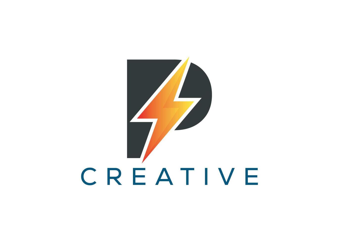Minimal and professional Letter P thunder logo design template vector