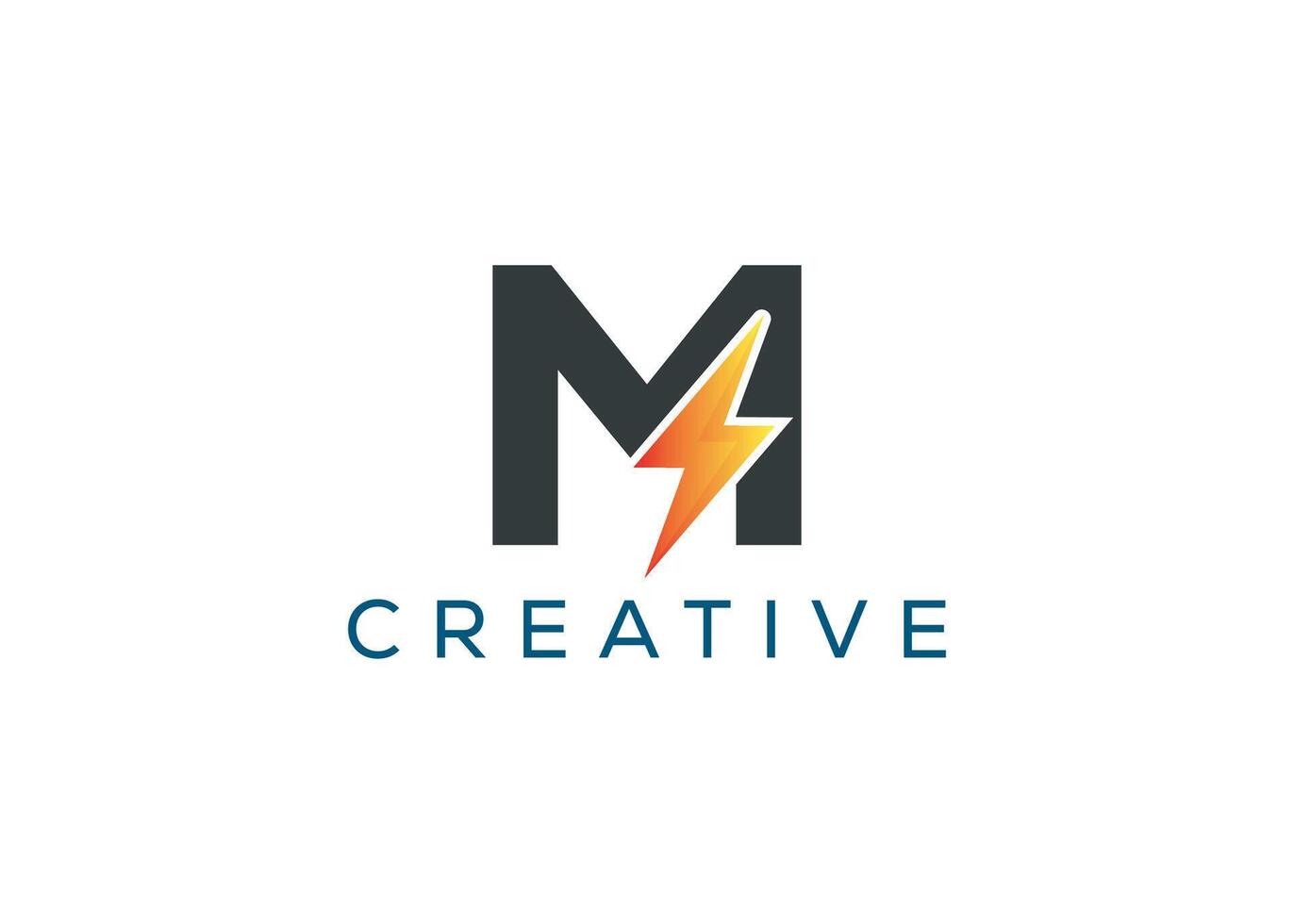 Minimal and professional Letter M thunder logo design template vector