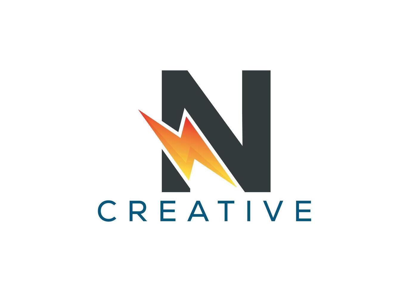 Minimal and professional Letter N thunder logo design template vector