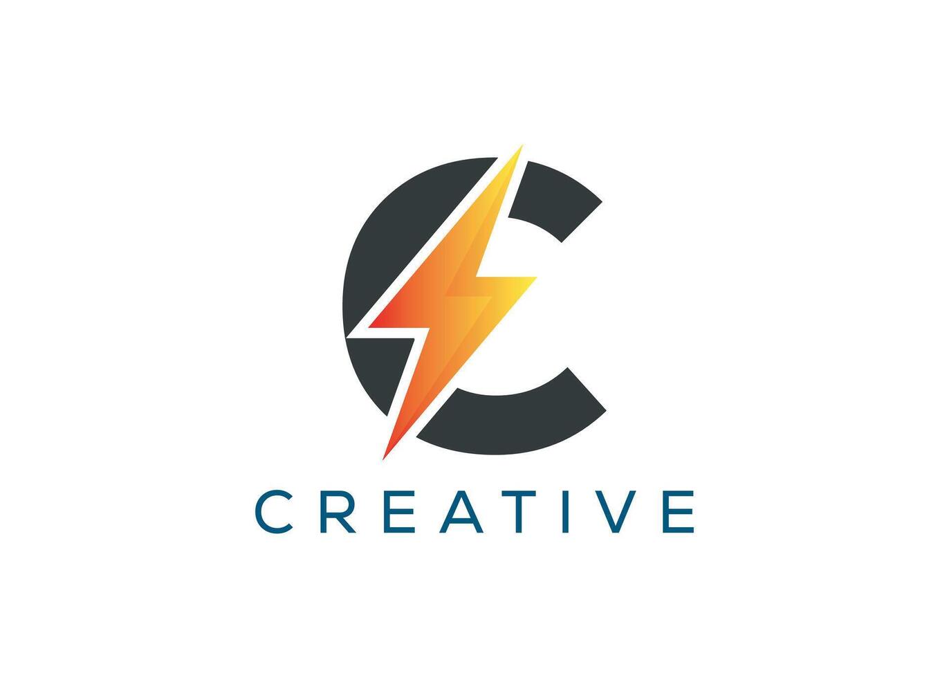 Minimal and professional Letter C thunder logo design template vector