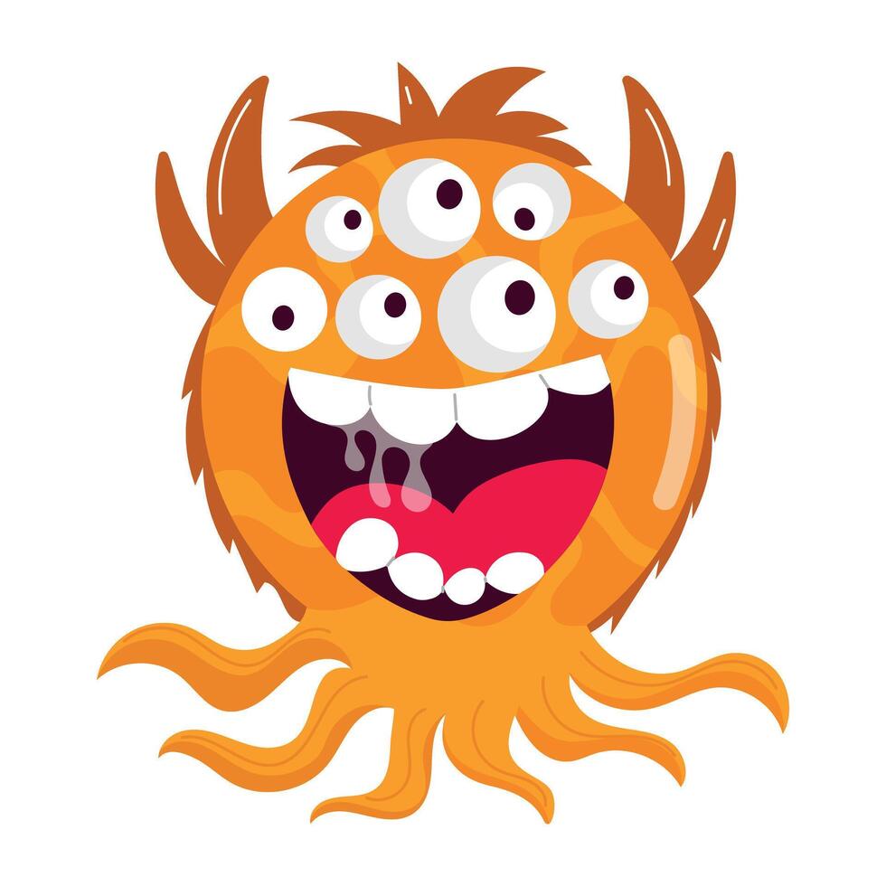 Comic style sticker of creepy monster smile vector