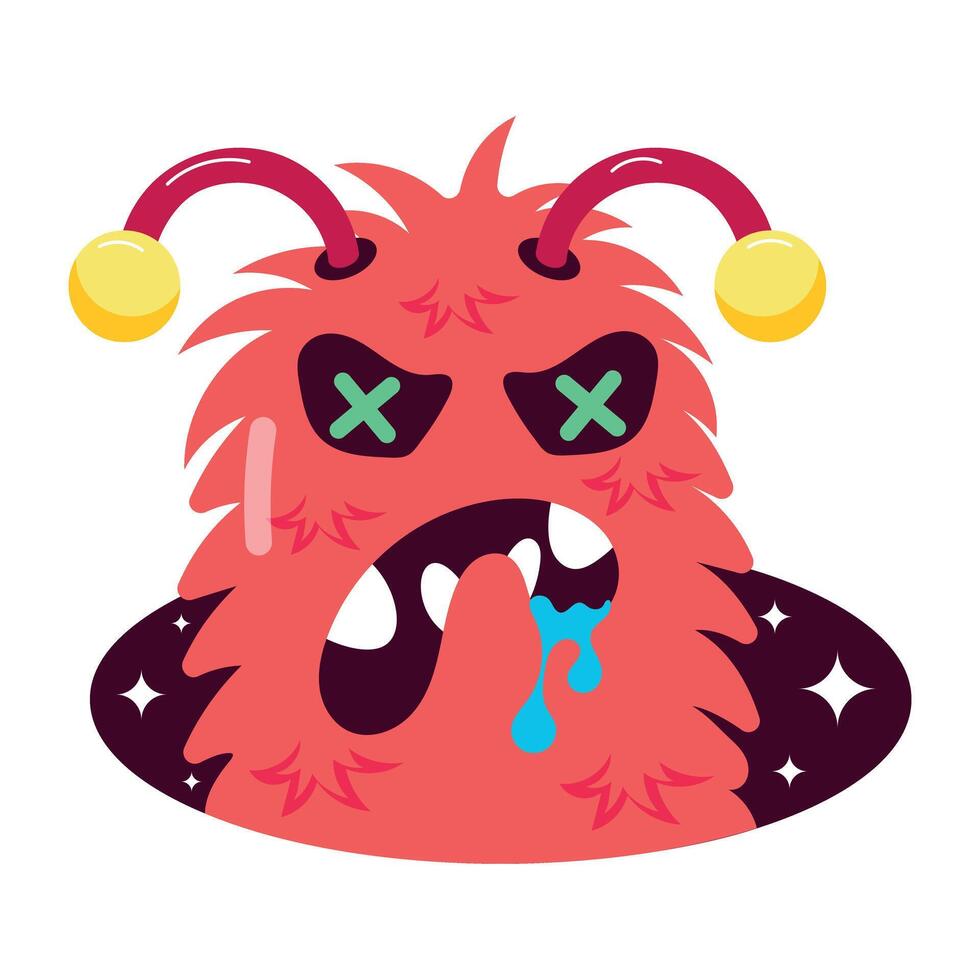 A flat style sticker of dead monster vector