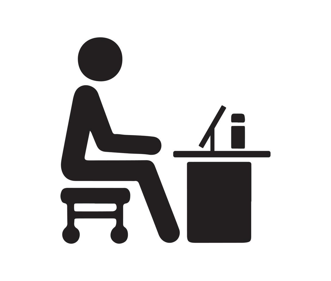 Worker icon silhouette of a person sitting on a chair vector