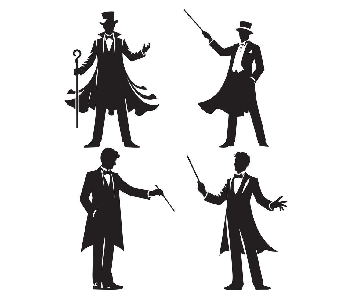 A magician silhouette black color illustration vector